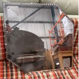 A Deco style hexagonal shaped wall mirror 62cm x 84cm - damages and cracks to both sides