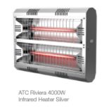 1 x ATC Riviera 4000W Outdoor Quartz Infrared Electric Heater with Silver Surround - Boxed,