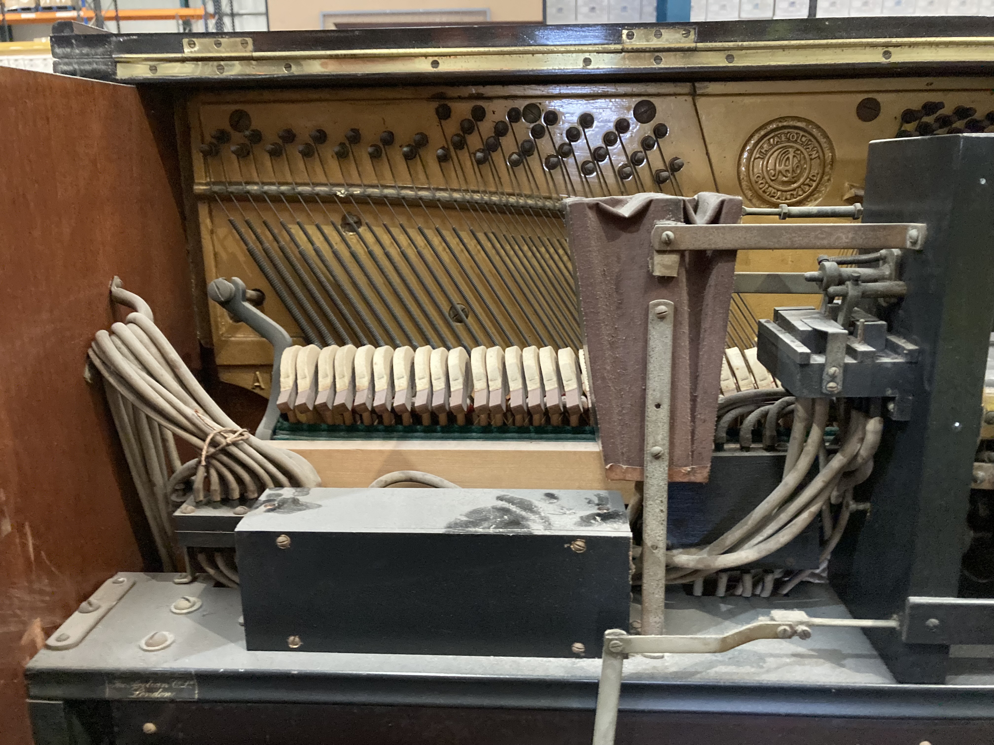 A Steck mahogany cased iron framed 'Pianola Duo-Art' piano 140cm retailed by James Smith and Son, - Image 17 of 26