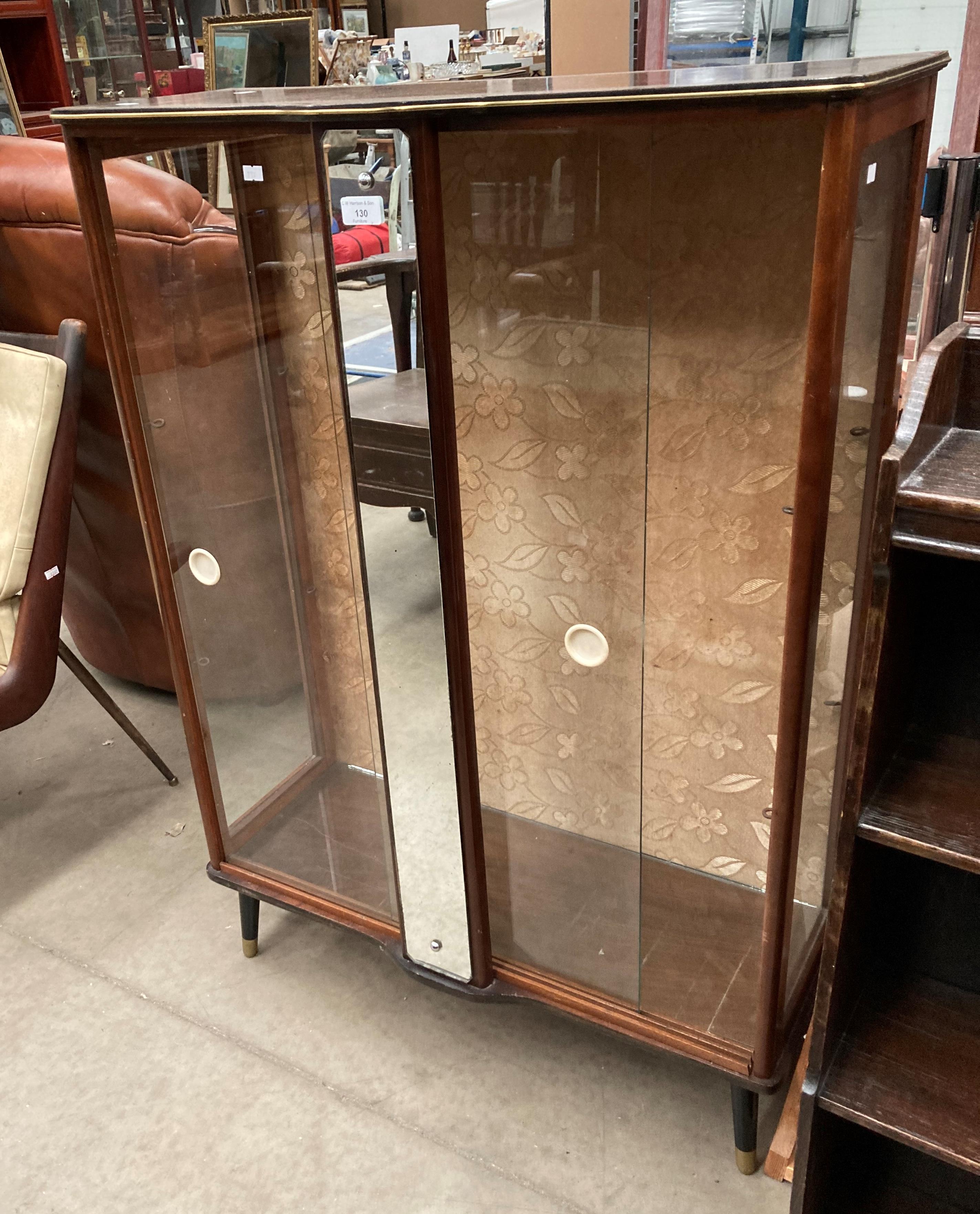 A small walnut display cabinet with sliding glazed doors 76cm x 107cm high - Image 2 of 2