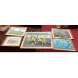 Vernon Ward framed print 'Still Life' 40cm x 52cm and four smaller framed prints French and other