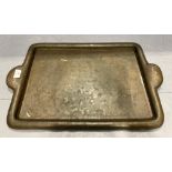 An industrial metal two handled tray,