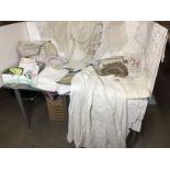 Large quantity of linen including ten tablecloths, four sheets, four pillow cases,