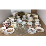 Thirty Royal commemorative items including 1937 handled glass dish, Shelley 1911 coronation mug,