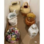 Aynsley ceramic flowers in bowl and vase and four assorted jugs (SR3)