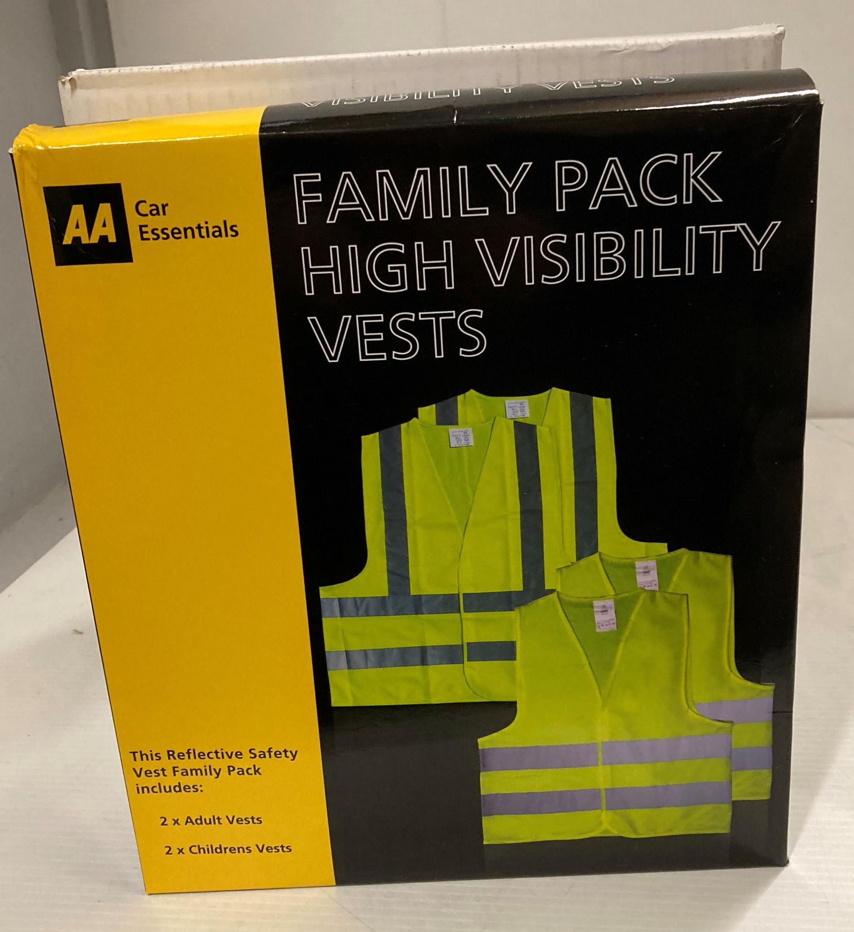 8 packs of AA family pack high visibility vests (2 outer boxes) (U12)