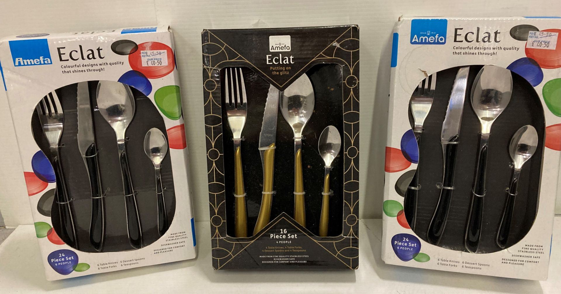 2 x 24 piece Eclat cutlery sets and 1 x 16 piece set (3 sets in total) (V11)