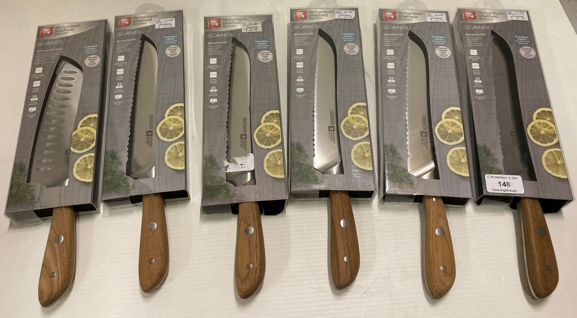 6 x Scandi bread knives (V12)