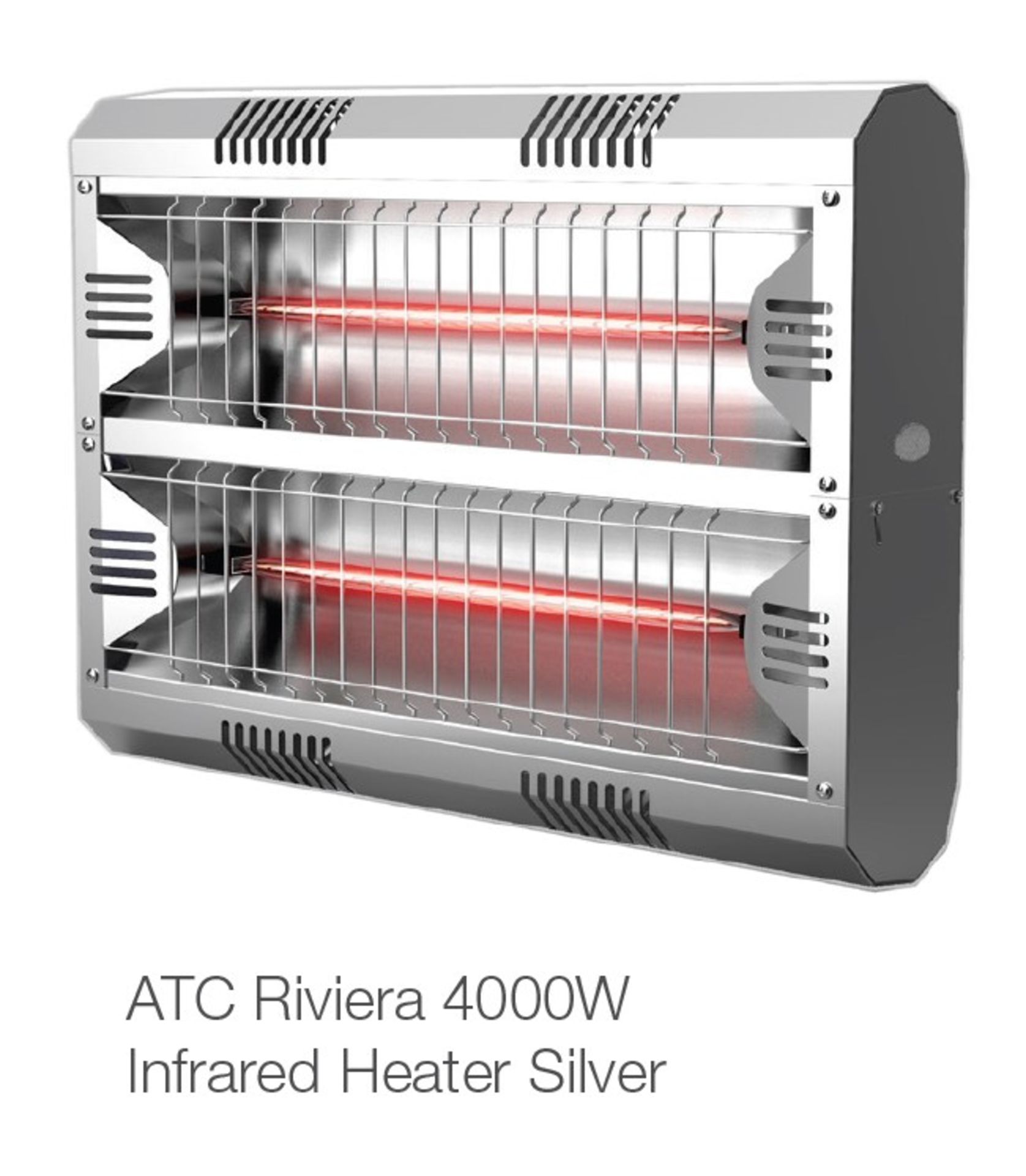 1 x ATC Riviera 4000W Outdoor Quartz Infrared Electric Heater with Silver Surround - Boxed,