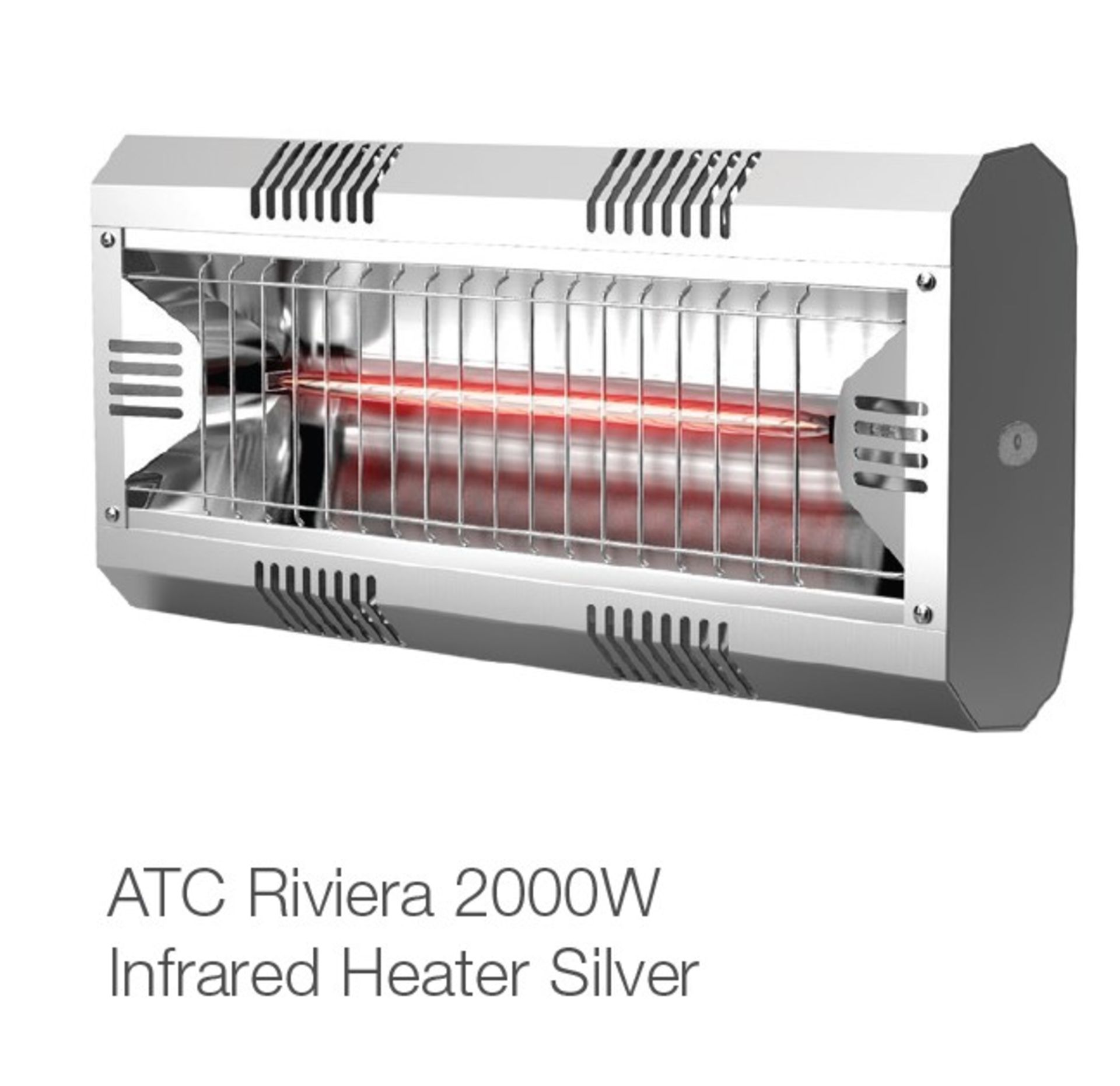 1 x ATC Riviera 2000W Outdoor Quartz Infrared Electric Heater with Silver Surround - Boxed,