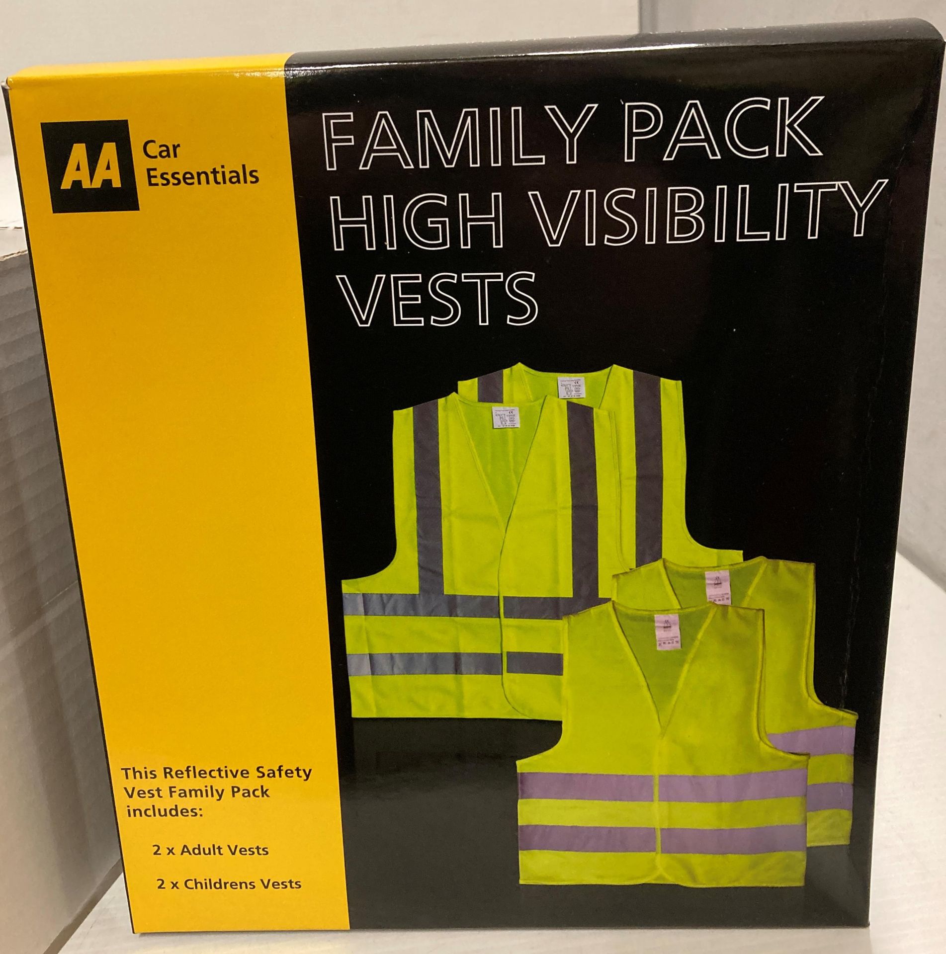 4 packs of AA family pack high visibility vests (1 outer box) (U12)