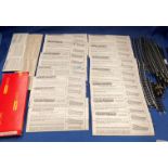 Seventeen assorted packets of Hornby "OO" gauge rail track,