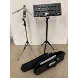 Two assorted music stands by Tiger etc in carrying cases (S1 T4)