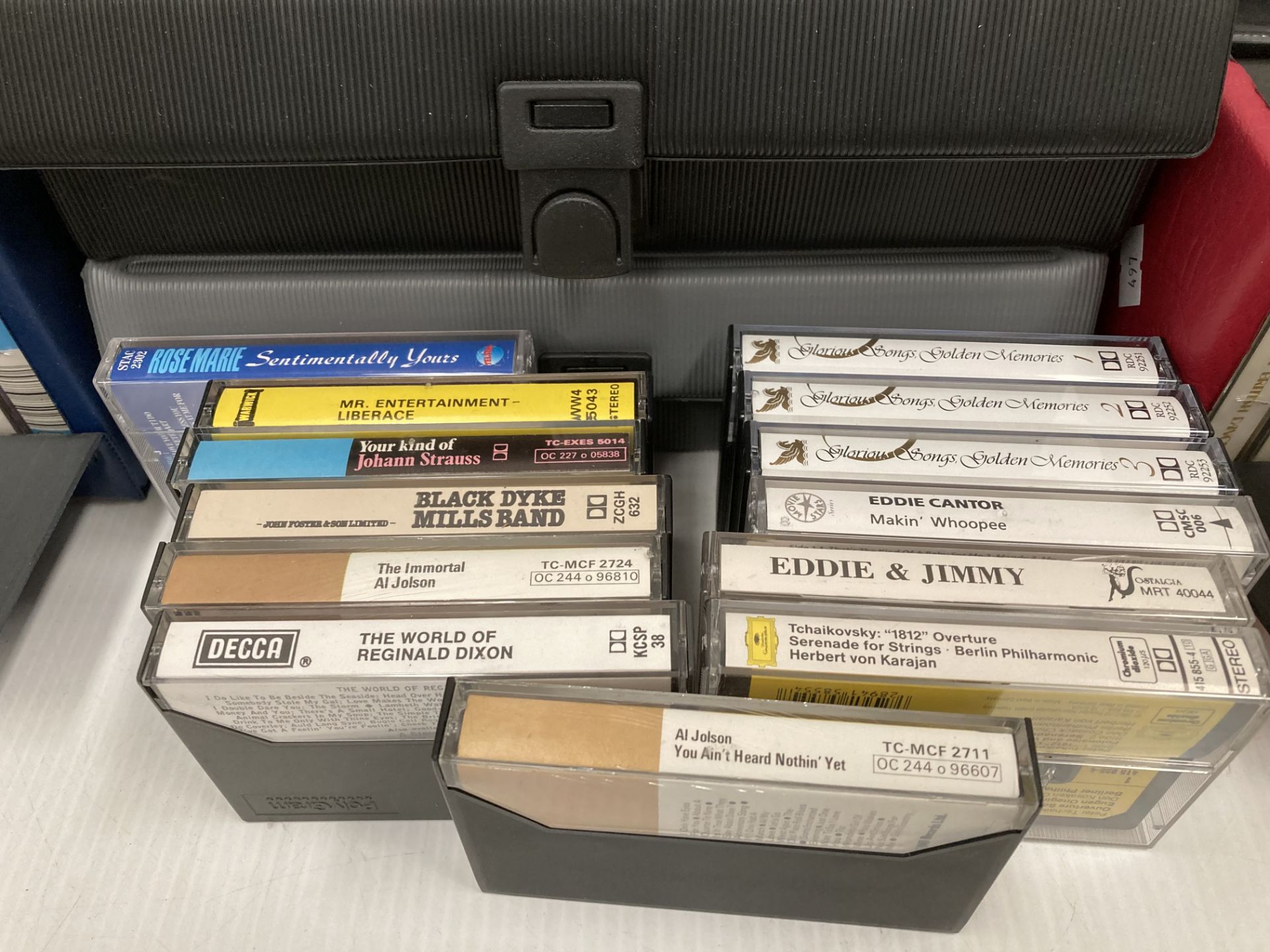 Four vinyl cassette tape cases and forty five various cassette tapes - organ music, jazz, - Image 3 of 4