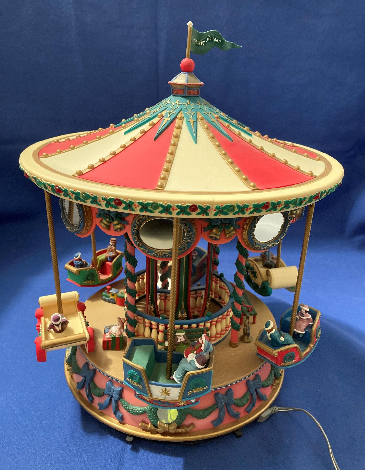 Holiday Fair Merry-Go Round with six chariots and passengers that spin up and out and around in a - Image 3 of 4