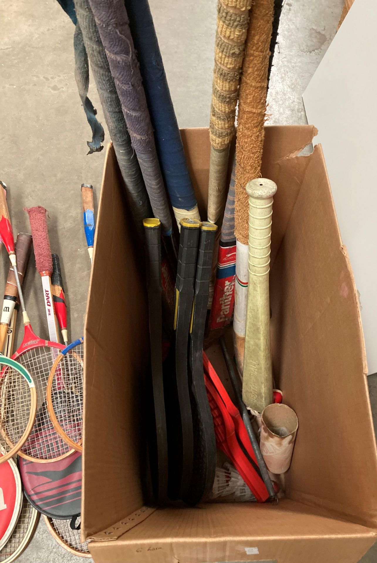 Contents to box - six assorted hockey sticks, King Mole baseball bat, 34cm, - Image 2 of 2