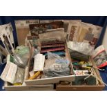 Contents to three trays - three assorted "OO" gauge carriages - one diesel engine (damaged) and