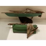 Bowman wooden model racing yacht 66cm long by Hasbro - damage to sail,