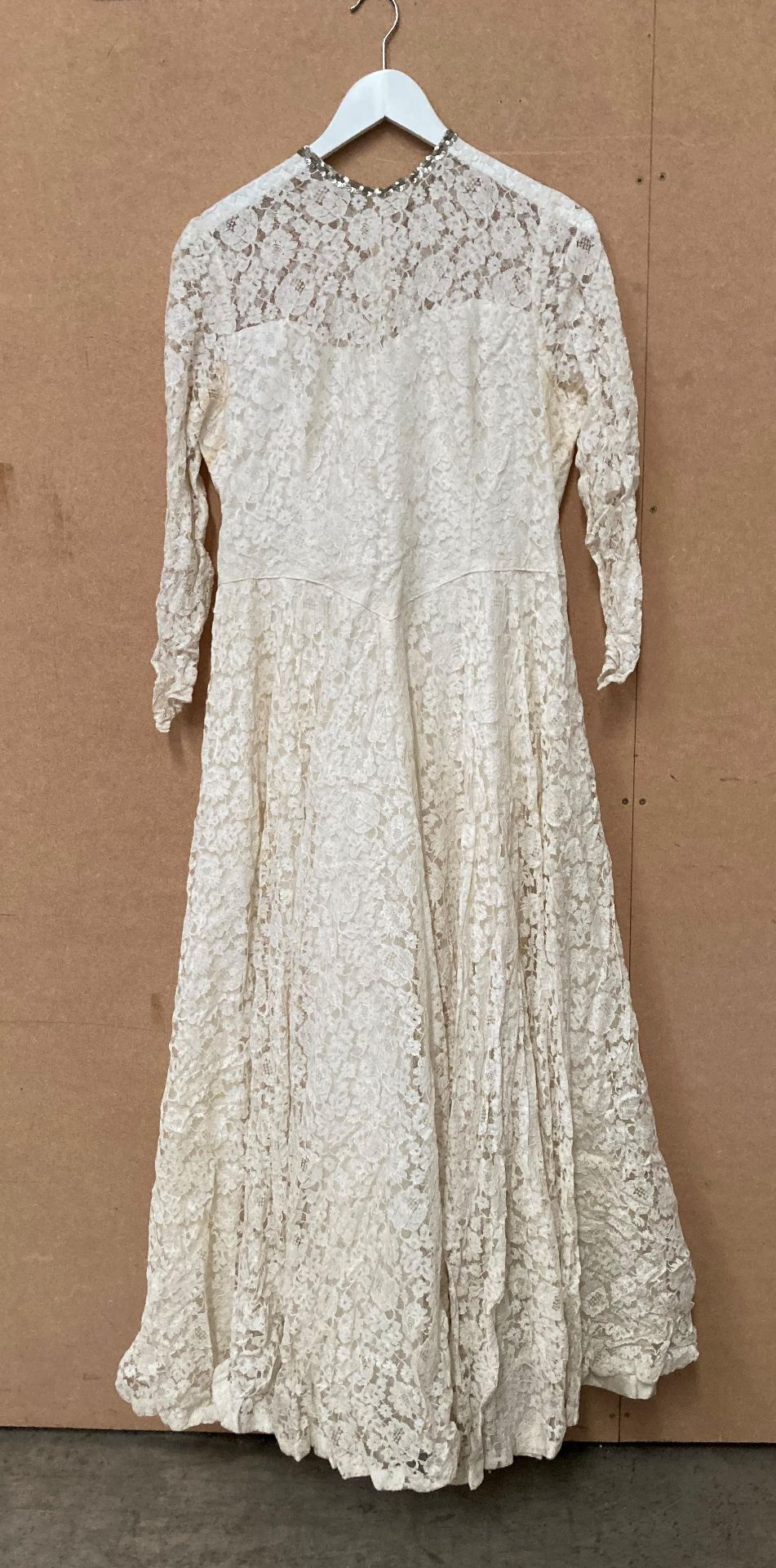 A vintage cream wedding dress