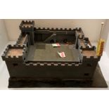 Wooden handmade castle with drawbridge 63cm x 48cm x 24cm high