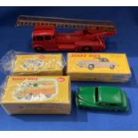 Dinky Supertoy's No:956 turntable fire engine escape (missing part of ladder) and three assorted