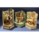 Three assorted Action and Musical wind up display models by Enesco General Store "In the Good Old