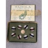 Miniature "Lawn Bowls" The Supreme Table Game by Tabola in box - box is play worn (S2 glass