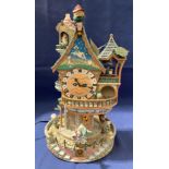Musical and Action "Clock Building" with mice 240v 35cm high by Enesco Small World of Music (S2)
