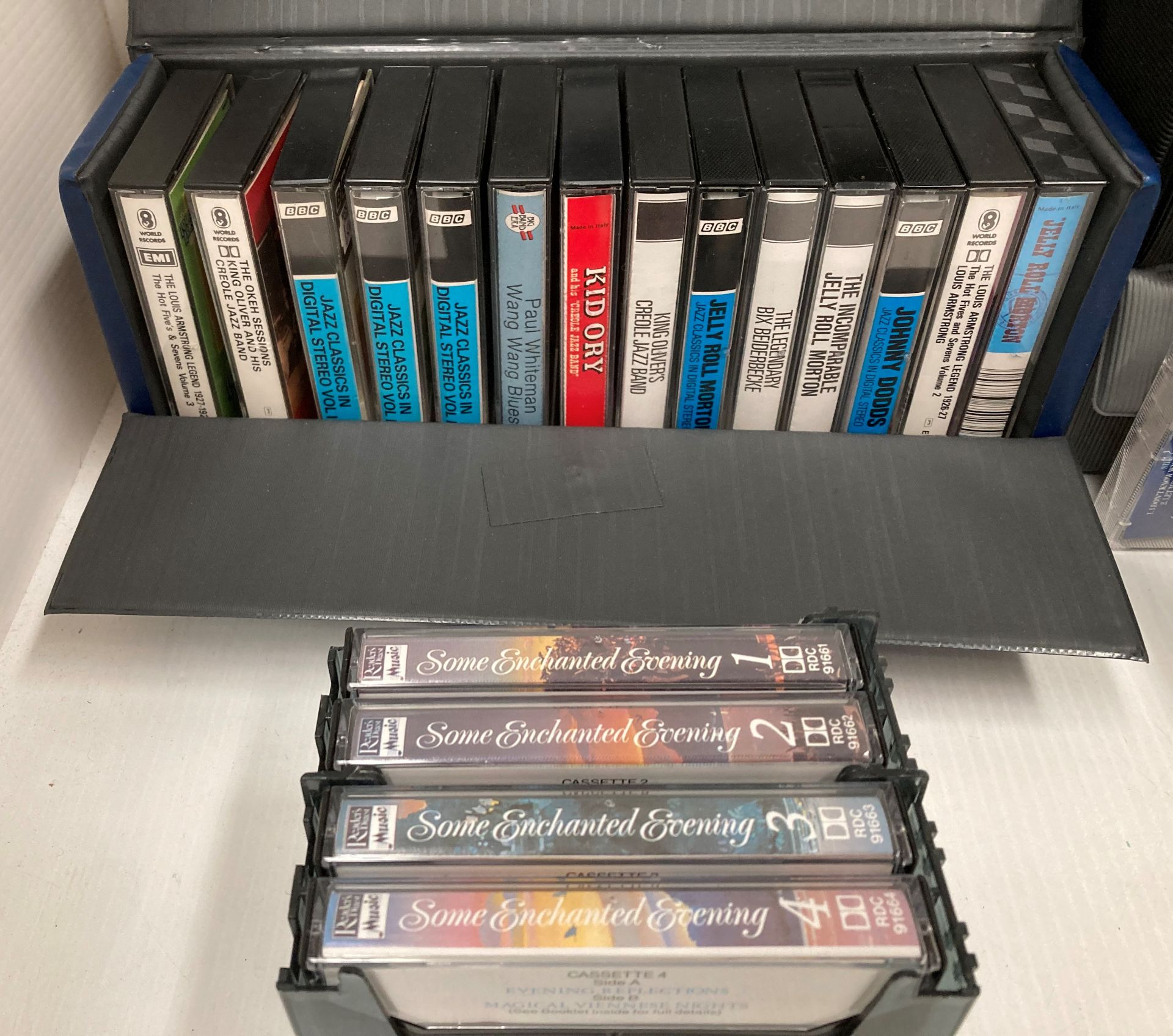 Four vinyl cassette tape cases and forty five various cassette tapes - organ music, jazz, - Image 2 of 4