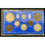 A Great Britain 1899 packaged Queen Victoria old head eight piece coin set.