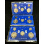 Three Great Britain packaged Queen Victoria Jubilee coin sets 1890-1892 (all five pieces)