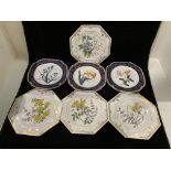 Seven Spode 'The Cabinet Collection' floral patterned wall plates as produced from the Company
