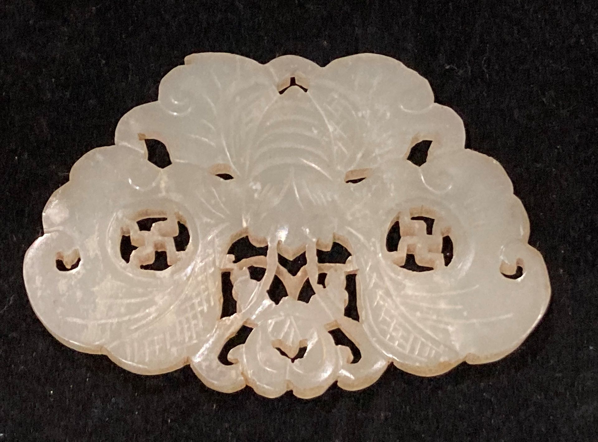 A Chinese Celadon 'hardstone' butterfly pendant, nineteenth century, - Image 4 of 4