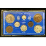 A Great Britain 1908 packaged Edward VII eight piece coin set.