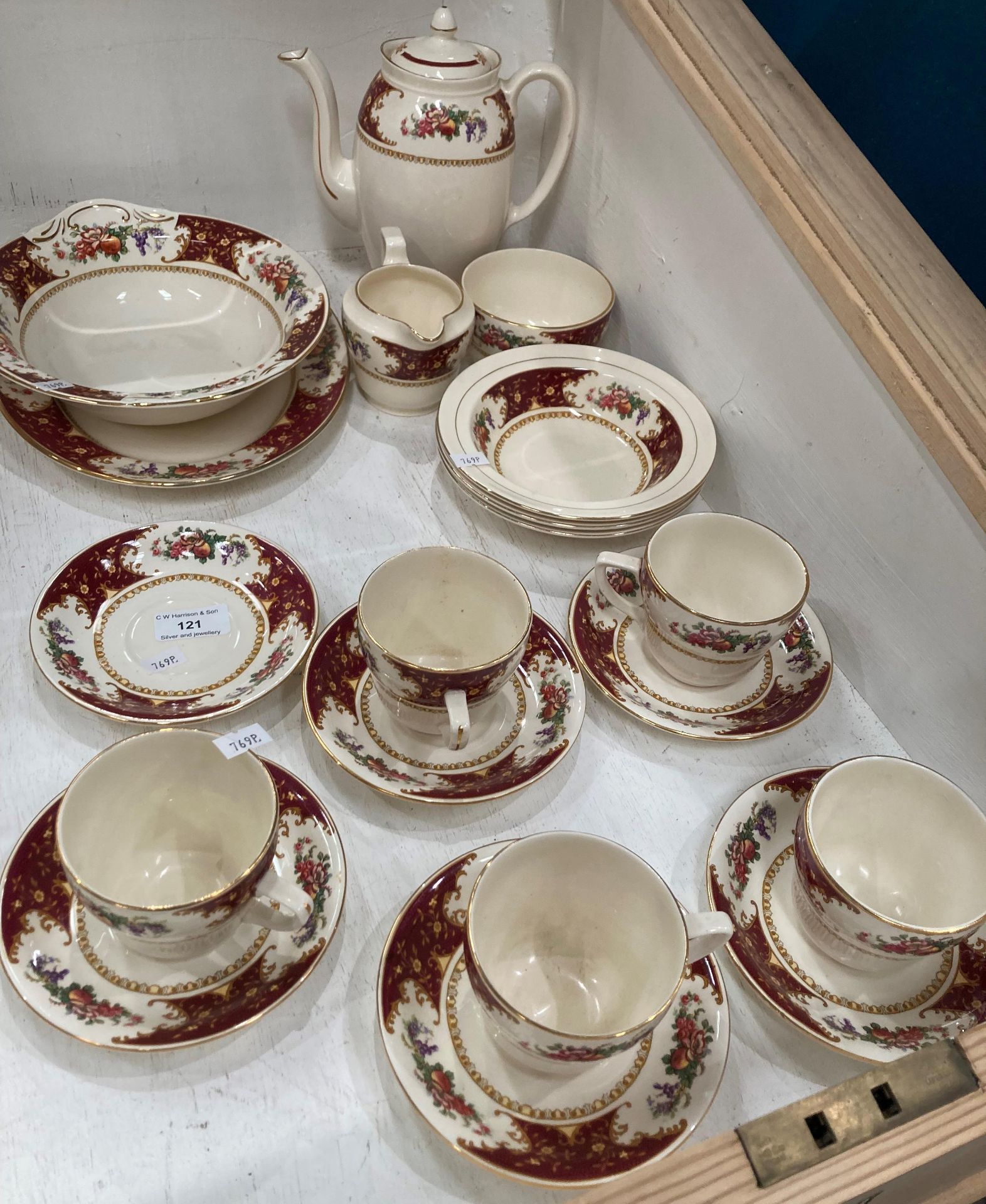 Nineteen pieces of Sampson Bridgewood and Son Ltd dinner service including coffee pot, cups,