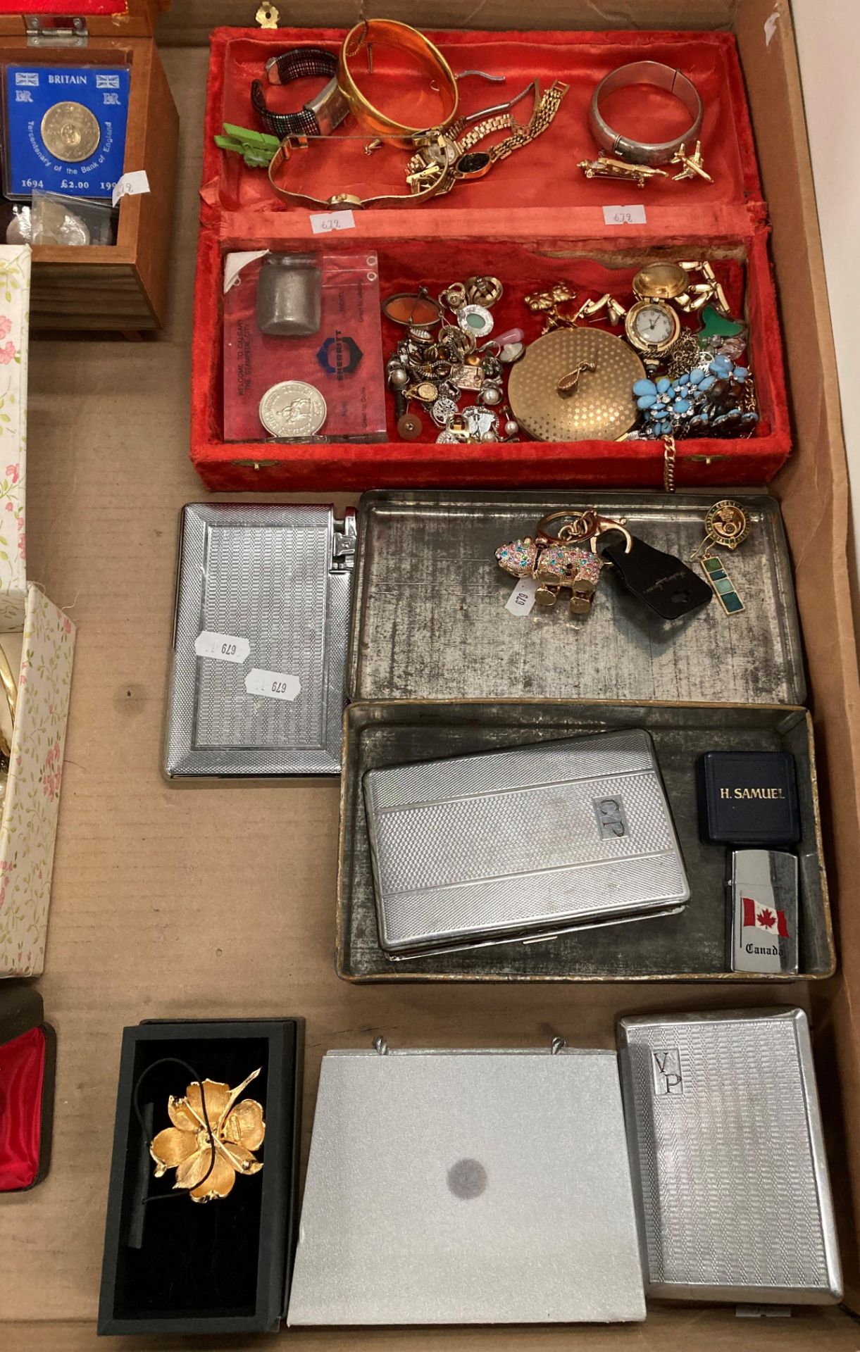 Contents to tray - large quantity of costume jewellery including silver ladies engraved bangle, - Image 4 of 4