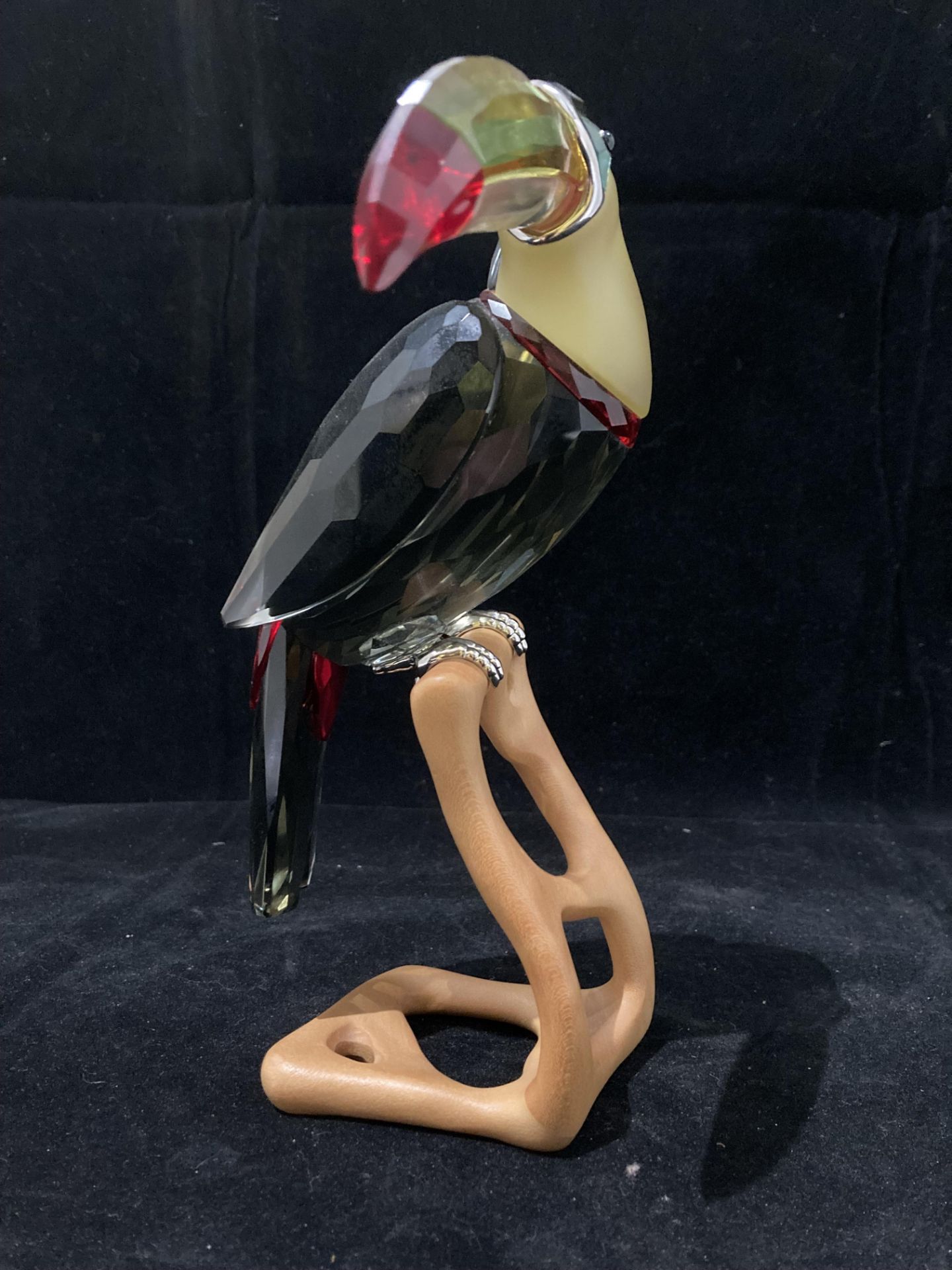 A Swarovski Paradise Birds Toucan in black diamond crystal on moulded wood stand 20. - Image 2 of 16