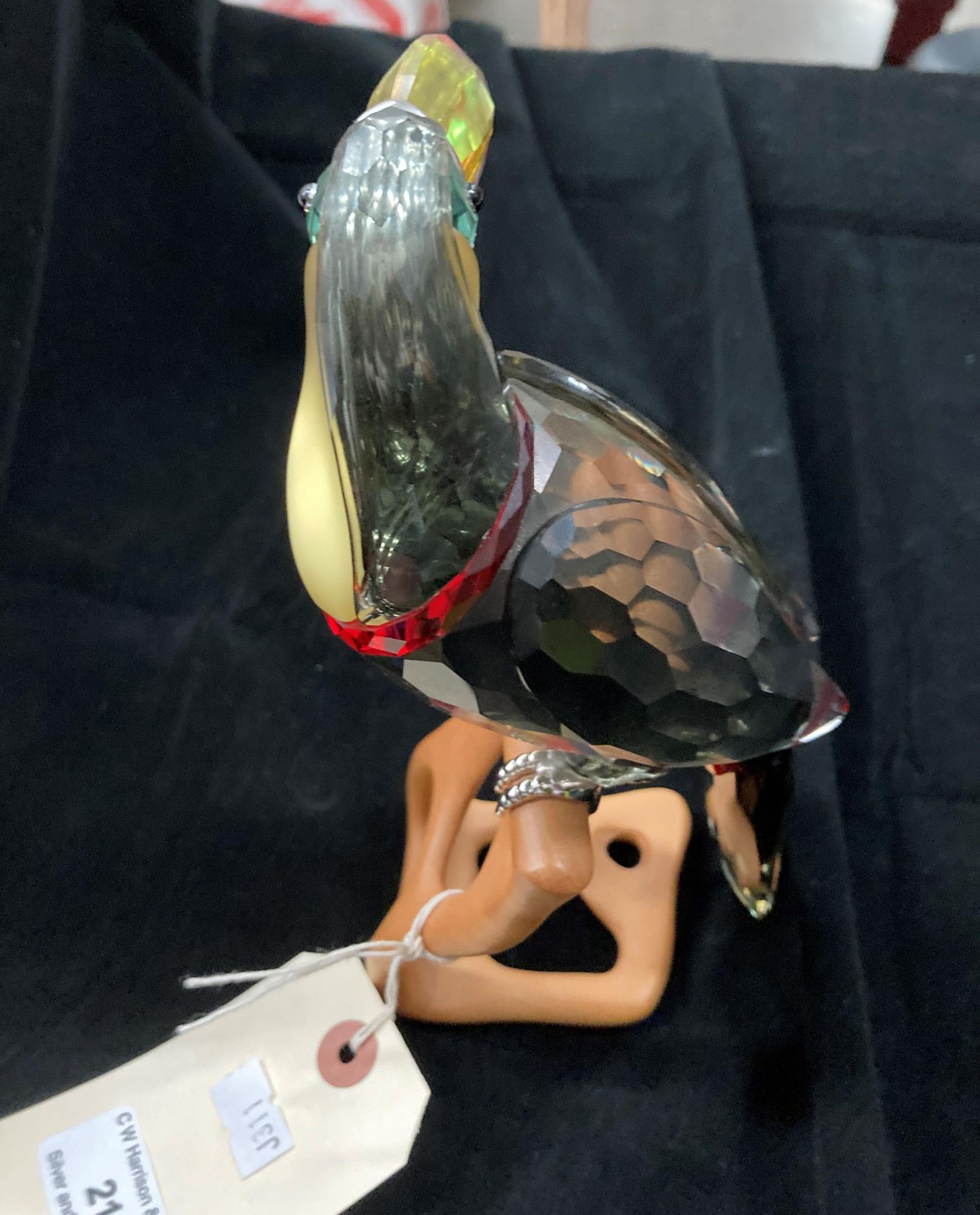 A Swarovski Paradise Birds Toucan in black diamond crystal on moulded wood stand 20. - Image 14 of 16