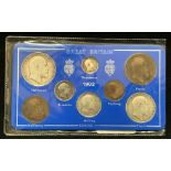 A Great Britain 1902 packaged Edward VII eight piece coin set.