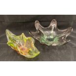 Two 1960s coloured glass bowls