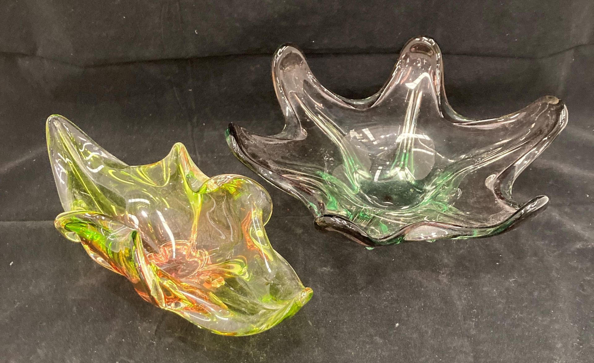 Two 1960s coloured glass bowls