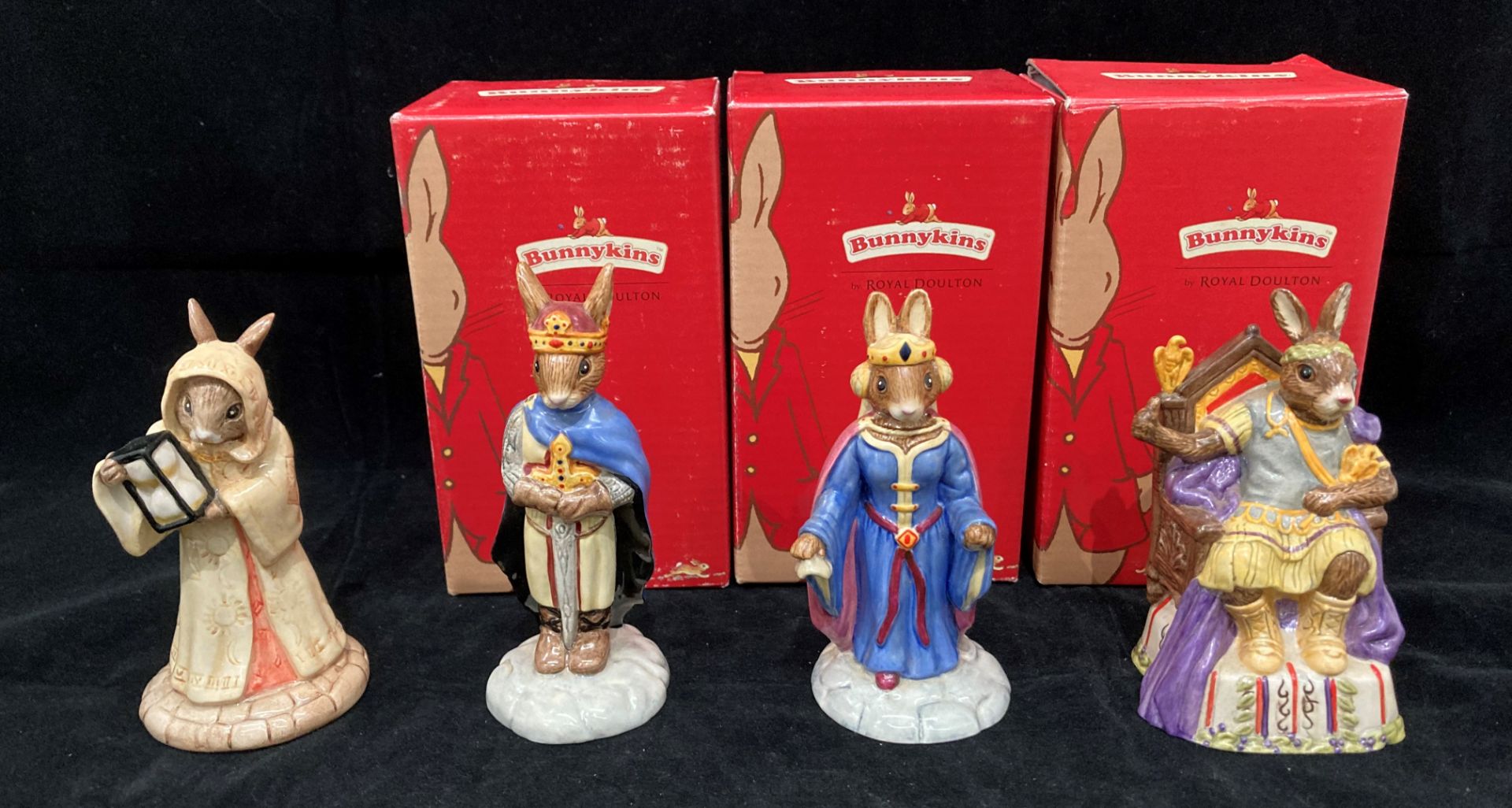 Four Royal Doulton Bunnykins figures 'The Emperor Bunnykins No: DB312' 11cm high complete with box,