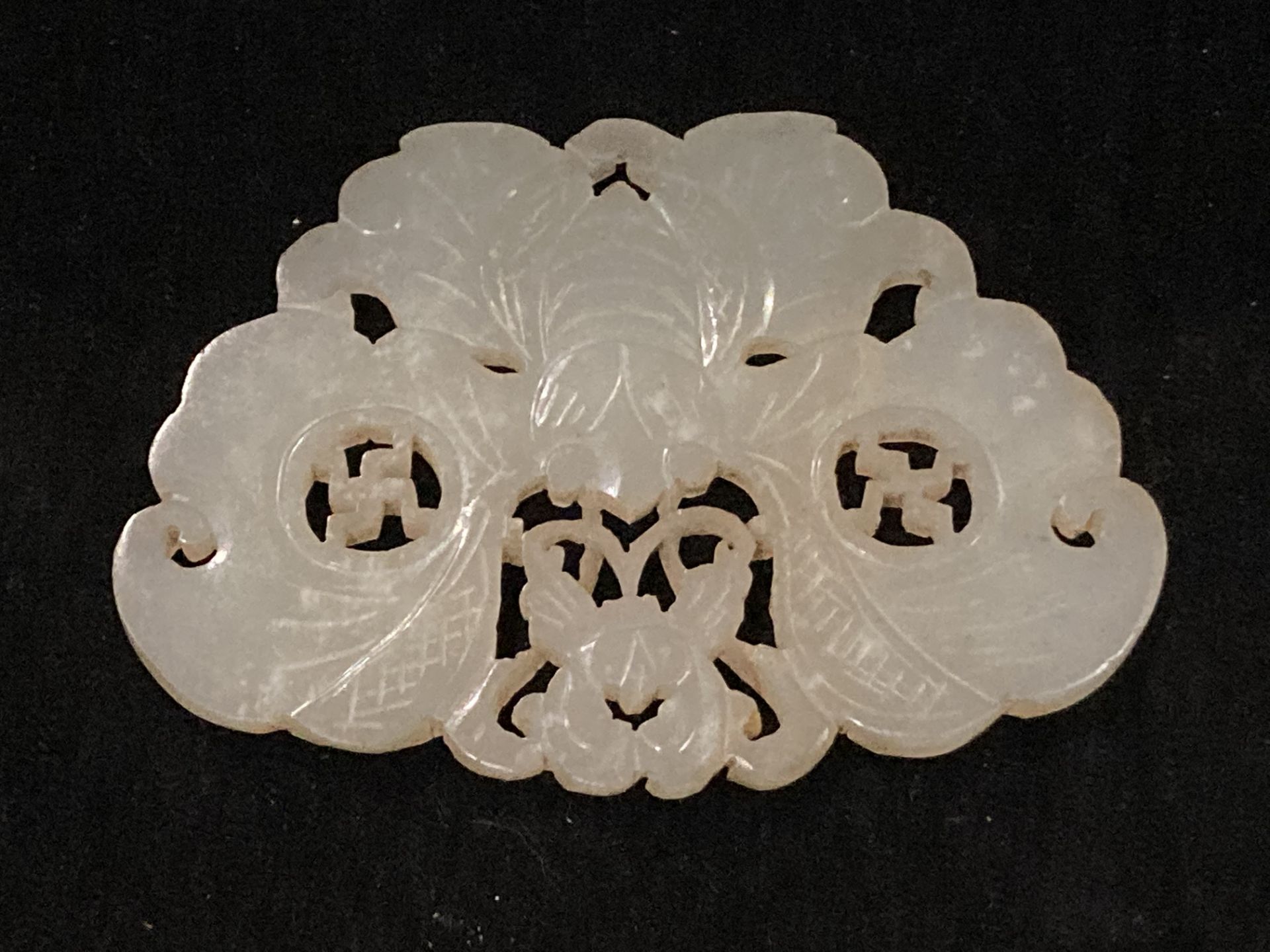 A Chinese Celadon 'hardstone' butterfly pendant, nineteenth century, - Image 2 of 4