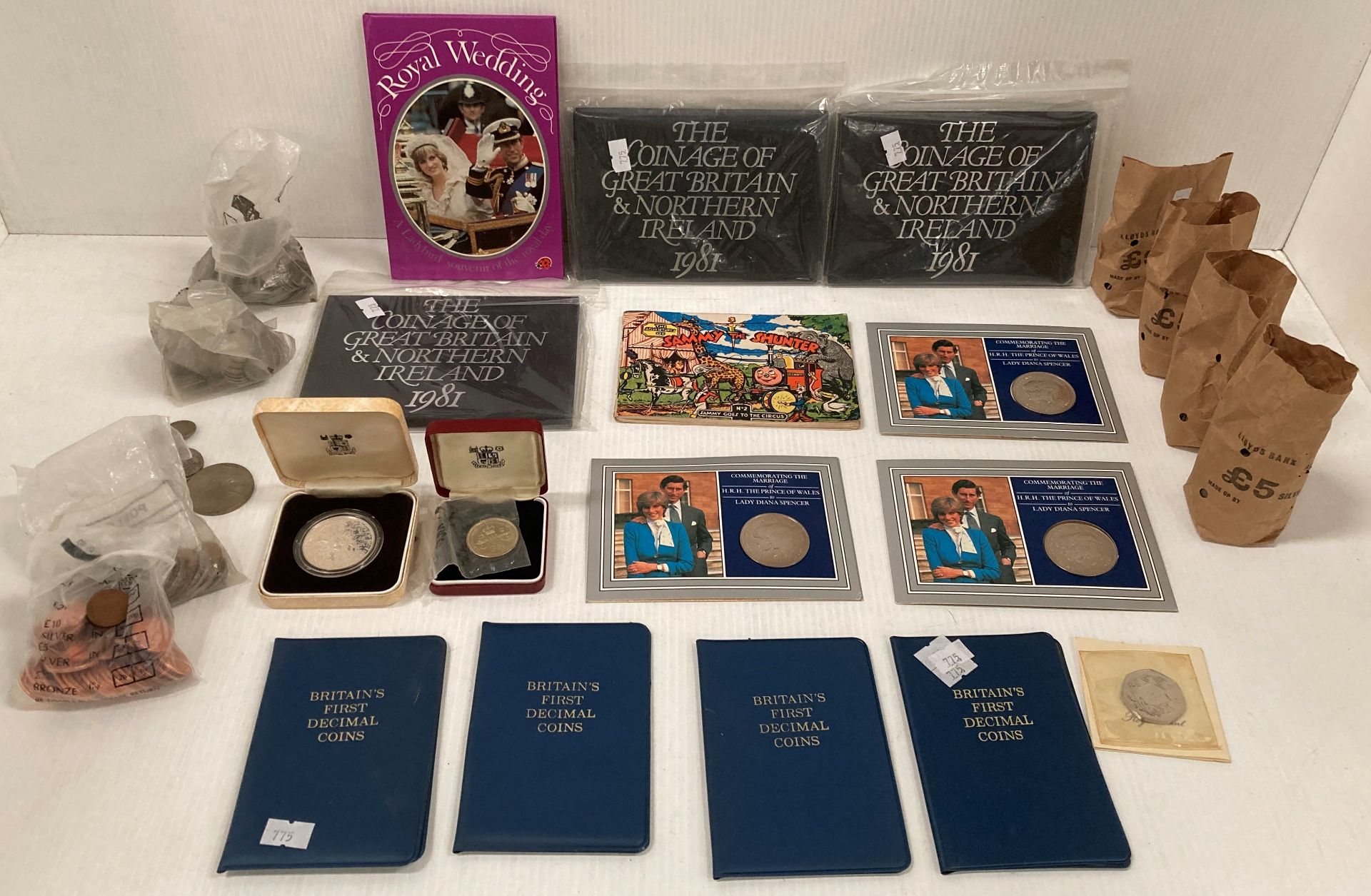 Contents to tray - a Queen Elizabeth The Queen Mothers 80th Birthday silver proof Commemorative