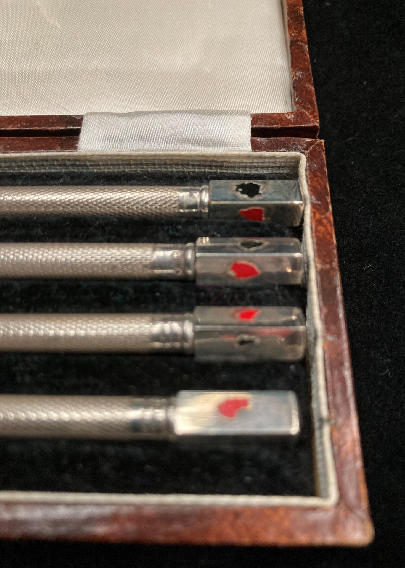 A set of four silver Cribbage propelling pencils in a fitted case. - Image 4 of 4