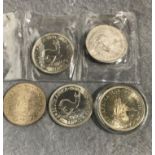 Five South African silver crowns 1948 (2), 1949,