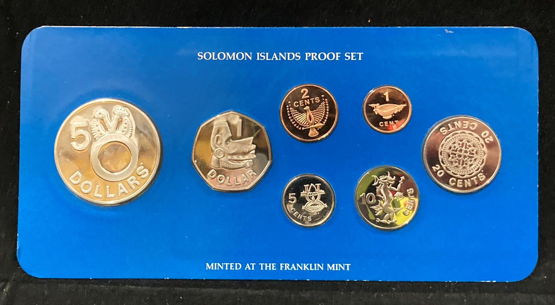 A Solomon Islands 1997 seven coin proof set minted at the Franklin Mint - cased. - Image 2 of 2