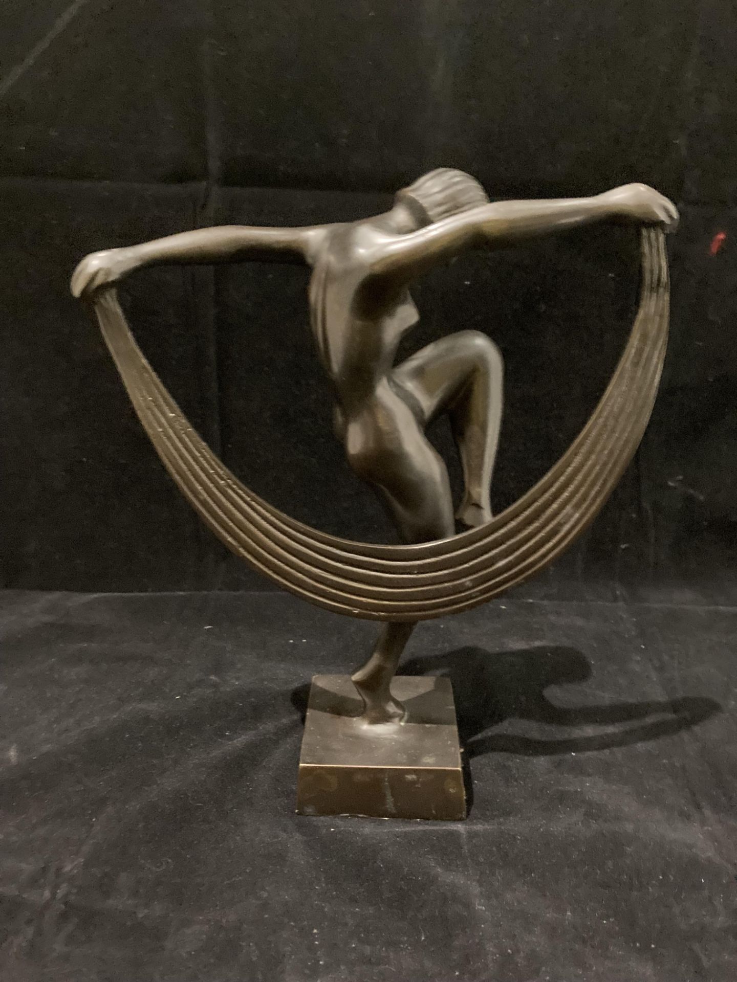 A modern Deco style metal ware naked female statue 24cm high - Image 2 of 3