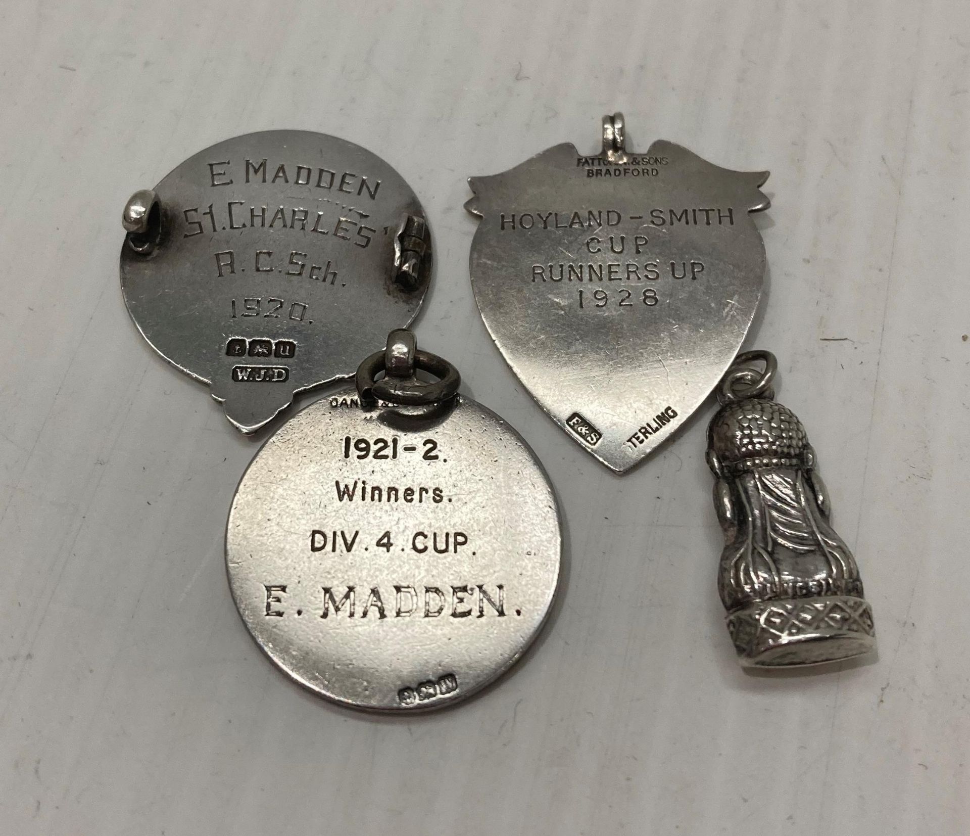 Three silver metals 1921-22 Division 4 Cup Winner, 1920 Runners Up, - Image 2 of 2