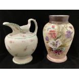 A John Maddock and Sons Ltd Royal Vitreous white floral patterned jug 30cm high,